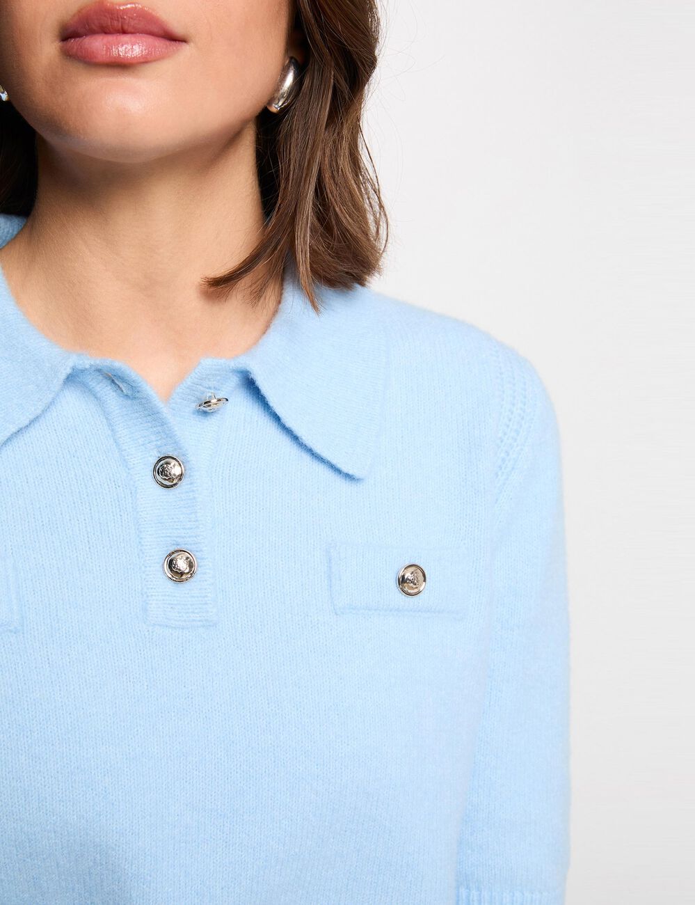 Figurbetonter Pullover mit Reverskragen hellblau damen