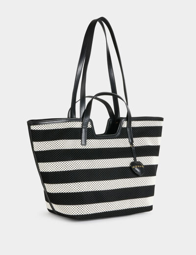 Sac cabas tiss&eacute; blanc femme