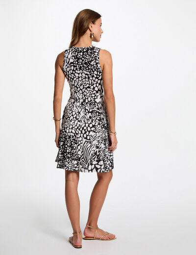 Robe courte cintrée imprimée multicolore femme