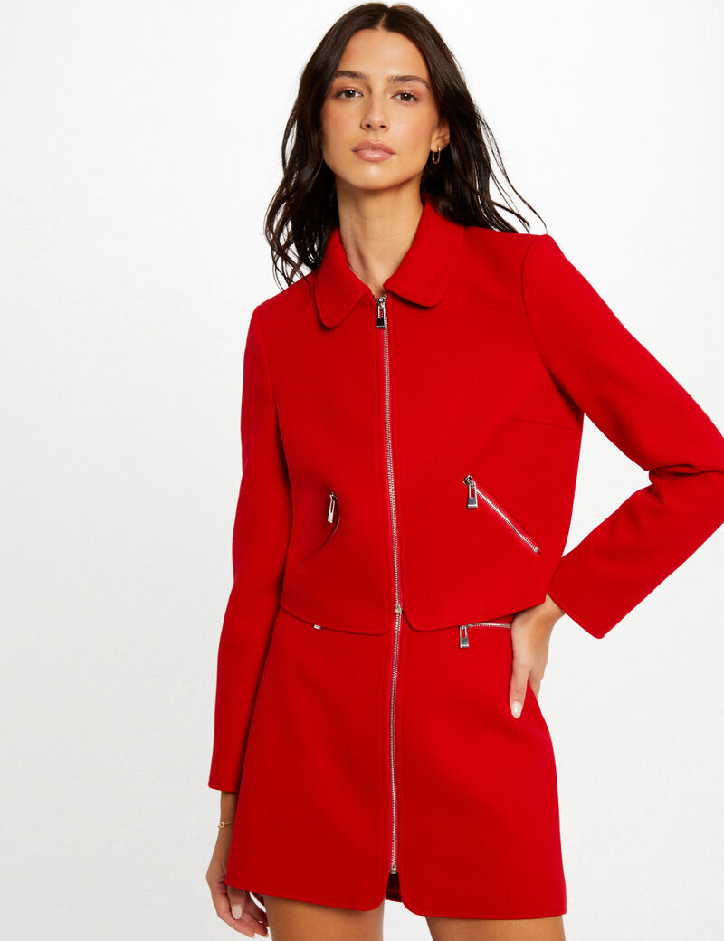 gerader rock mit reissverschluss rot damen Gerader Rock mit Reissverschluss rot damen