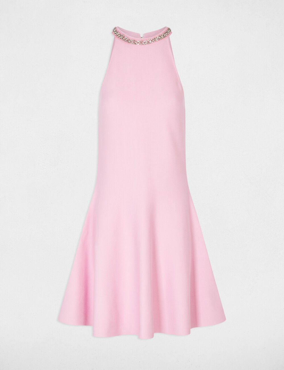 Robe tricot trap&egrave;ze rose clair femme