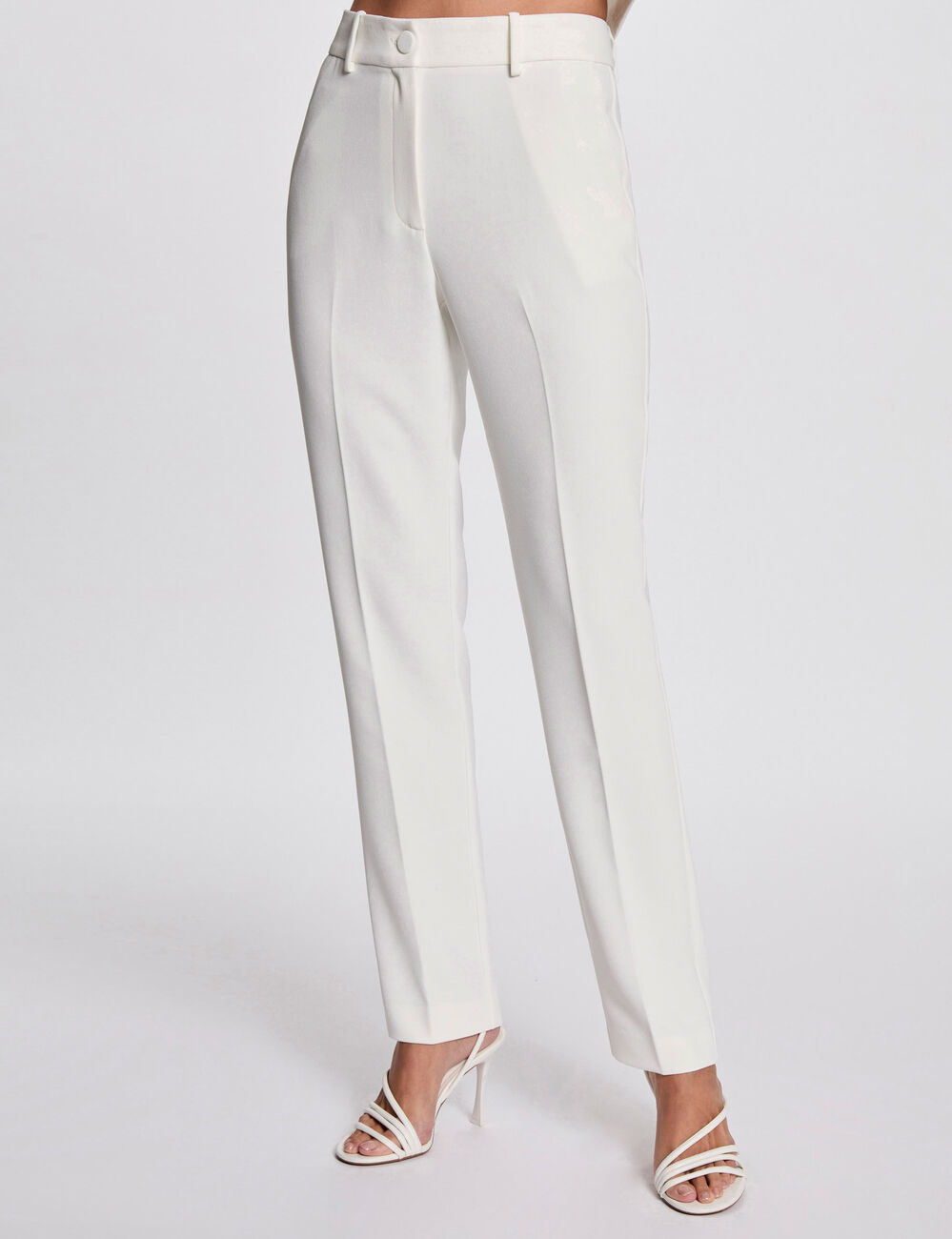 Pantalon fluide à pinces blanc femme