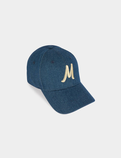 Casquette en jean brodée M denim stone femme