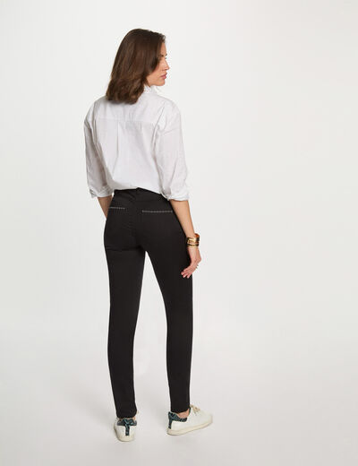 Pantalon slim enduit noir femme