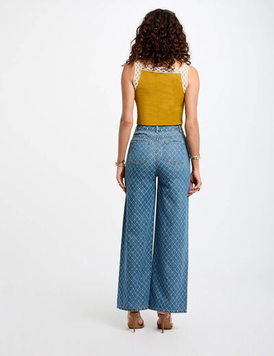 Jeans large imprimé denim stone femme