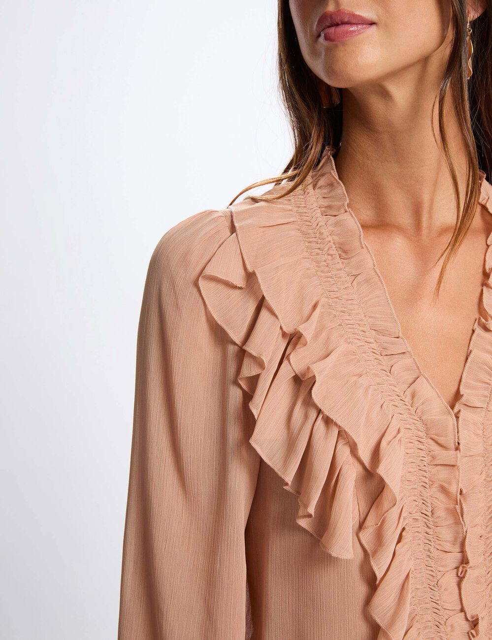 Flie&szlig;endes Hemd mit V-Ausschnitt lachsrosa damen