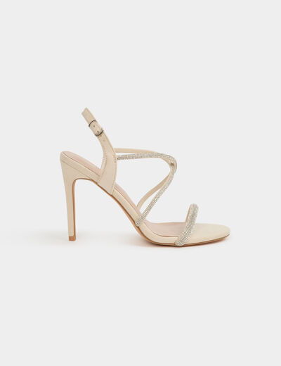 Sandalen mit Strasssteinen elfenbein damen
