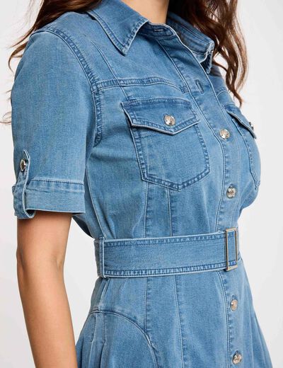 Kurzes Skater-Kleid aus Jeansstoff stone denim damen