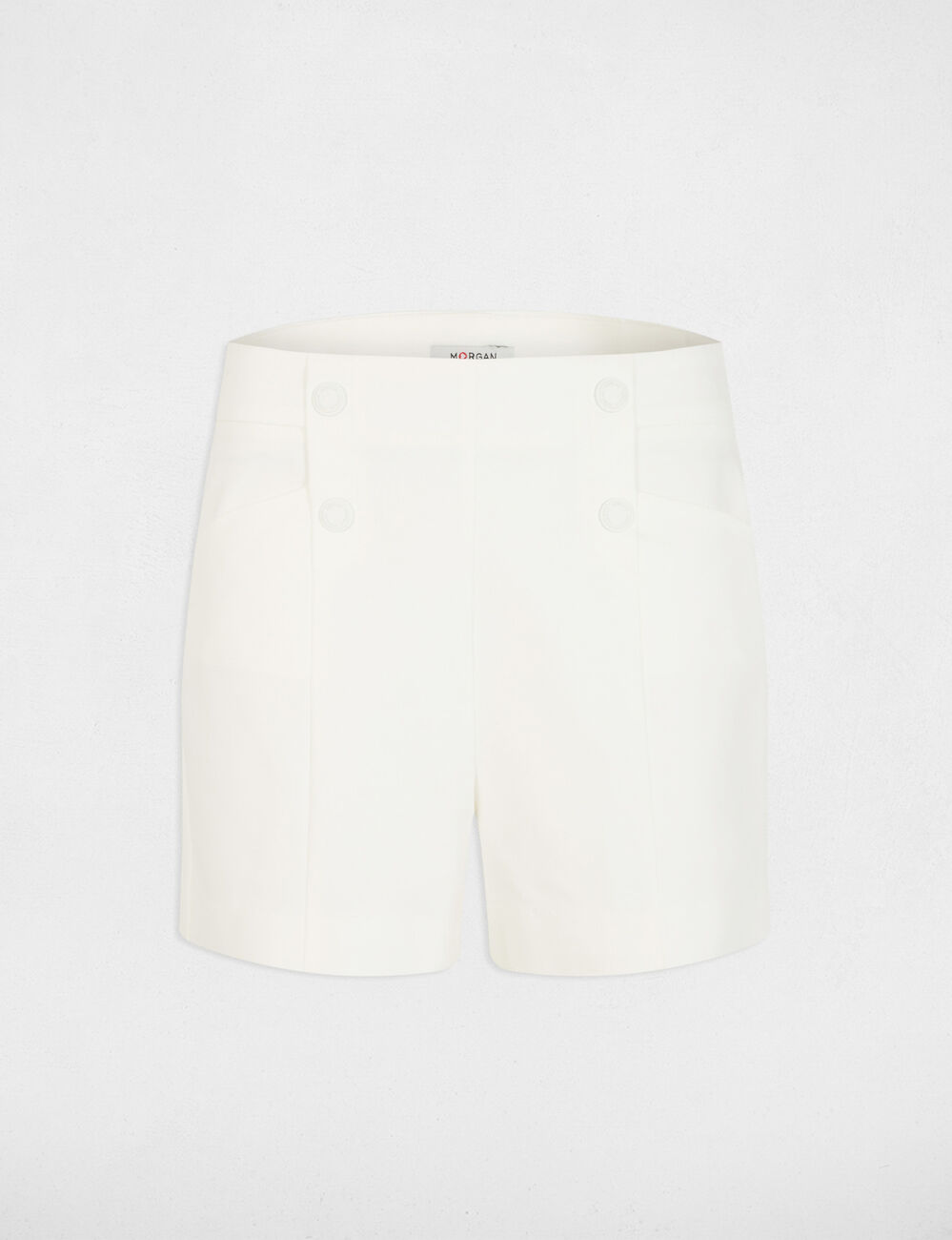 Short droit à pinces blanc femme