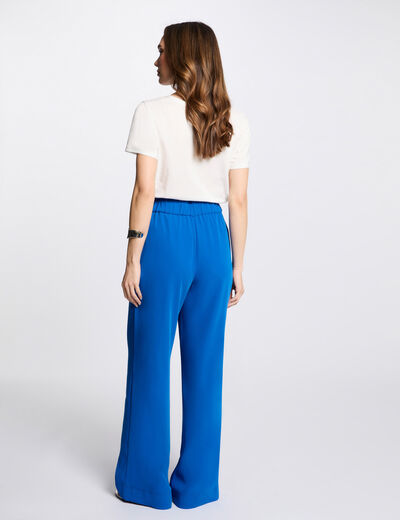 Pantalon large à fronces bleu electrique femme