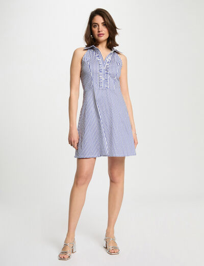 Robe courte trapèze rayée multicolore femme