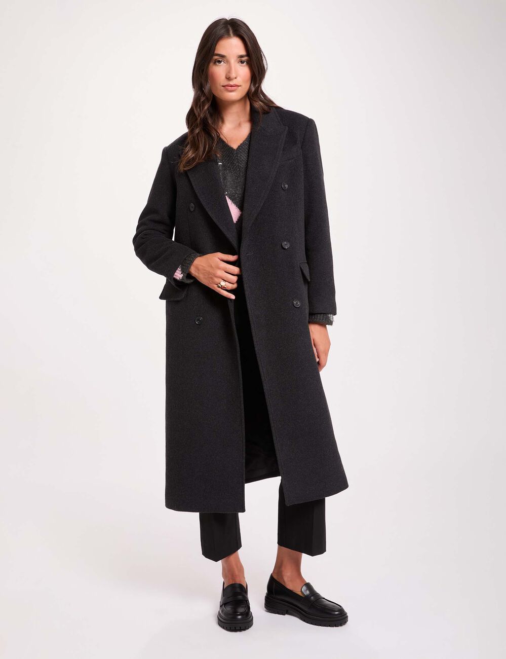 Langer Mantel mit Reverskragen damen