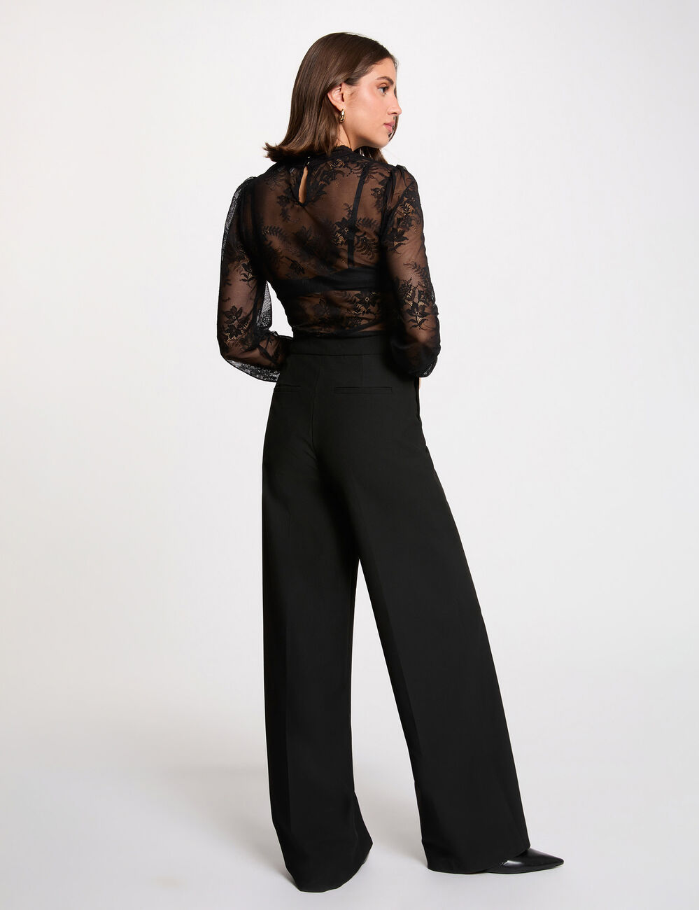 Body dentelle manches longues noir femme