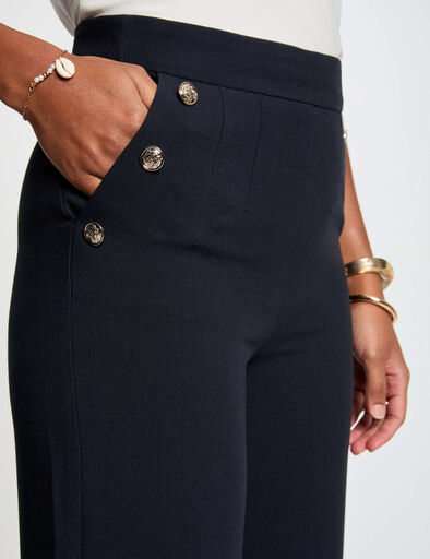 weite hose mit knopfen marineblau damen Weite Hose mit Knöpfen marineblau damen