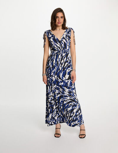 Langes gerades Kleid mit Muster mehrfarbig damen