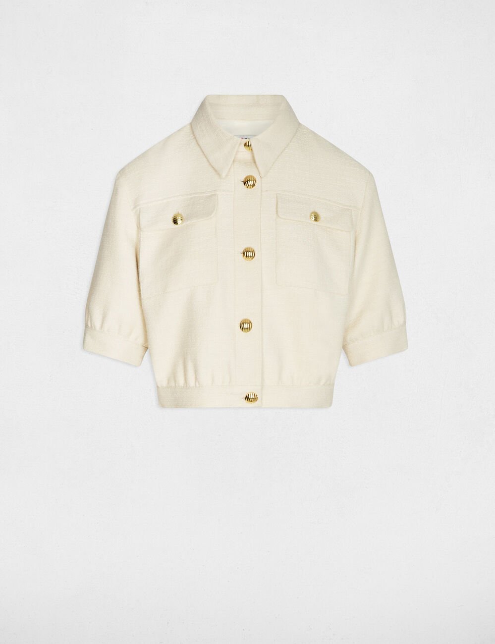 Veste tweed manches courtes sable femme