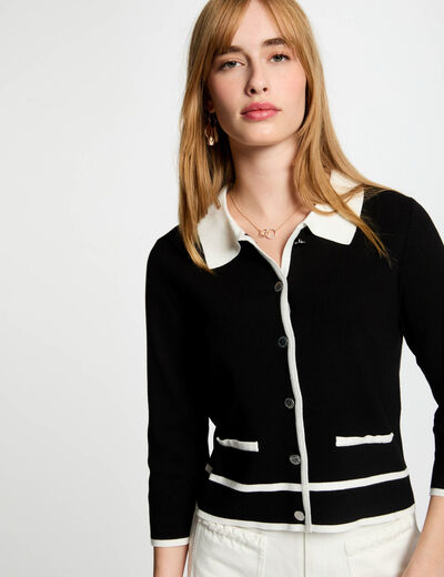 Gilet manches 3/4 noir femme