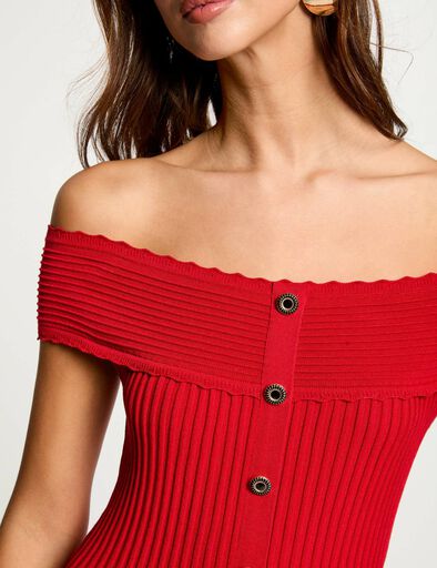 kurzes strickkleid in a linie rot damen Kurzes Strickkleid in A-Linie rot damen