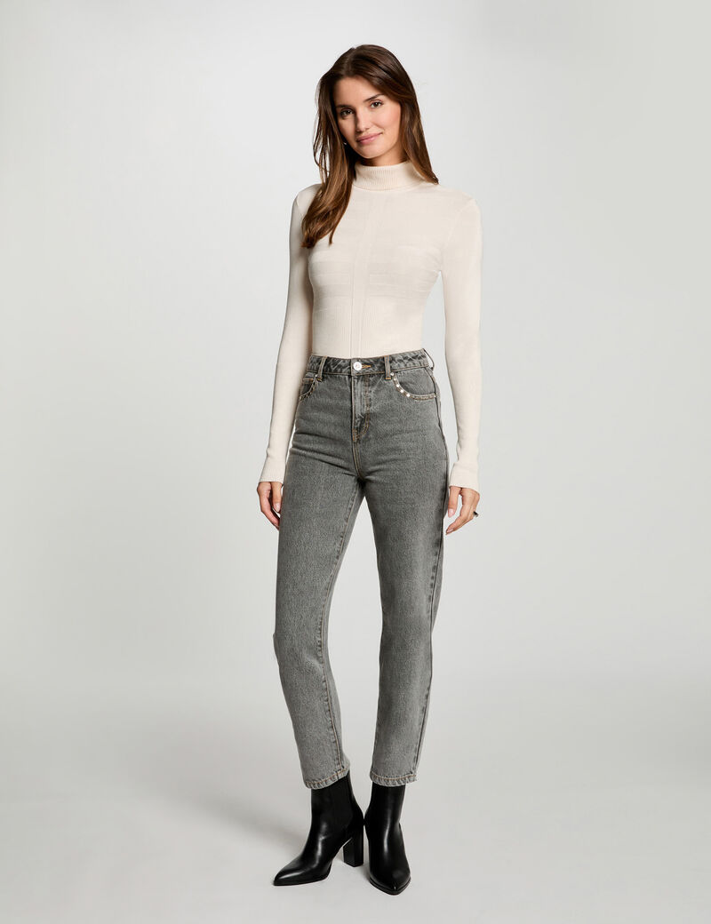 pull manches longues col roule ivoire femme Pull manches longues col roulé ivoire femme