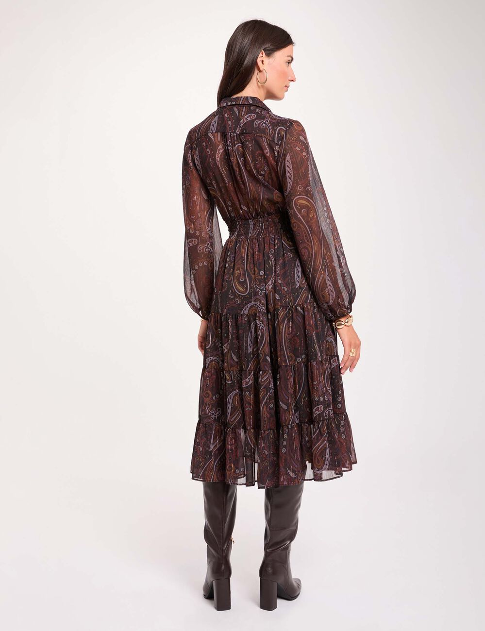 Langes Kleid aus Voile mehrfarbig damen