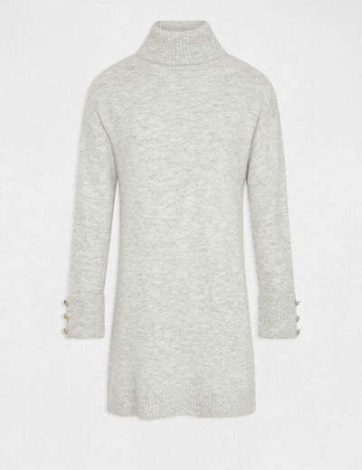 Robe pull droite col roulé gris moyen femme