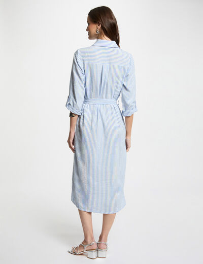 Robe droite rayée bleu femme