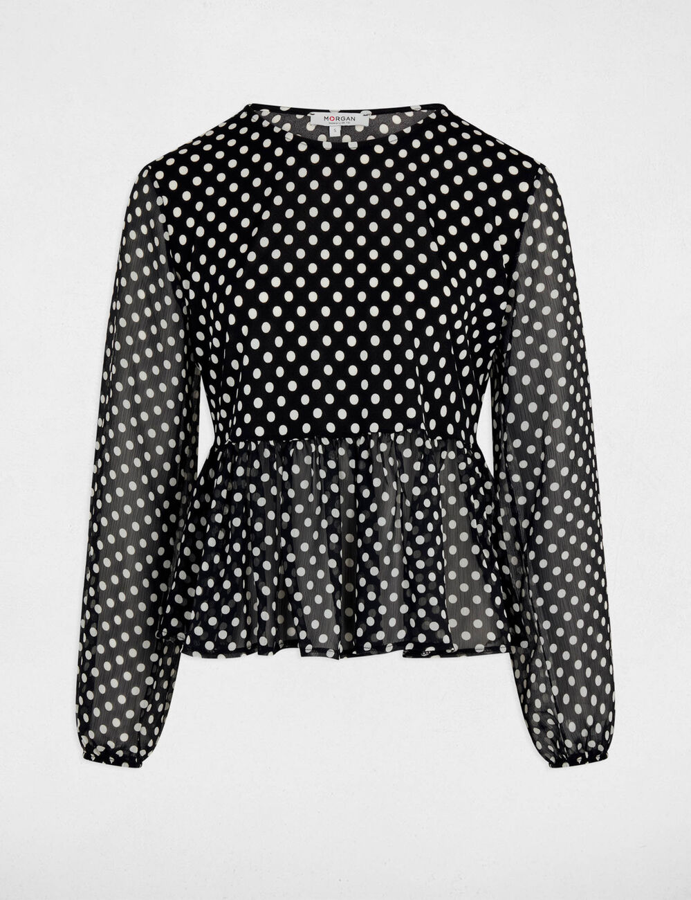 T-Shirt aus Voile mit Rundhalsausschnitt schwarz damen