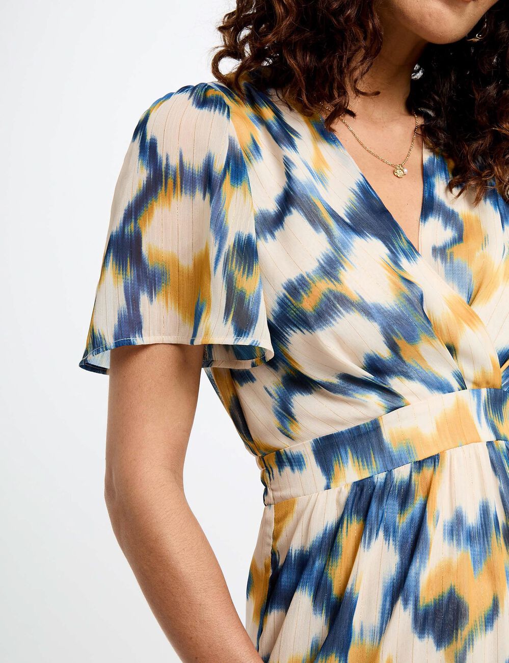 Robe longue droite imprimée multicolore femme
