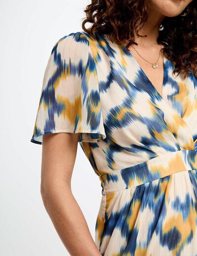 Langes gerades Kleid mit Print mehrfarbig damen