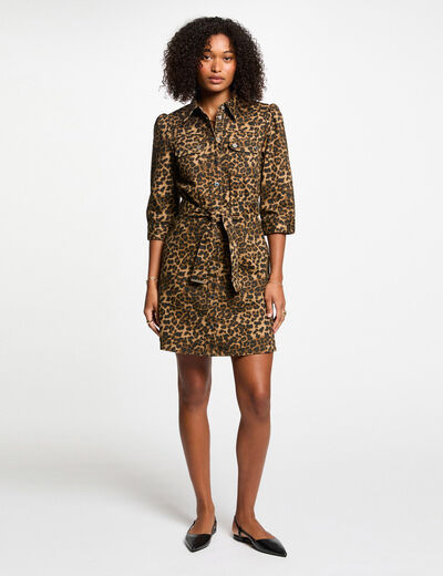 Robe courte droite imprimée multicolore femme