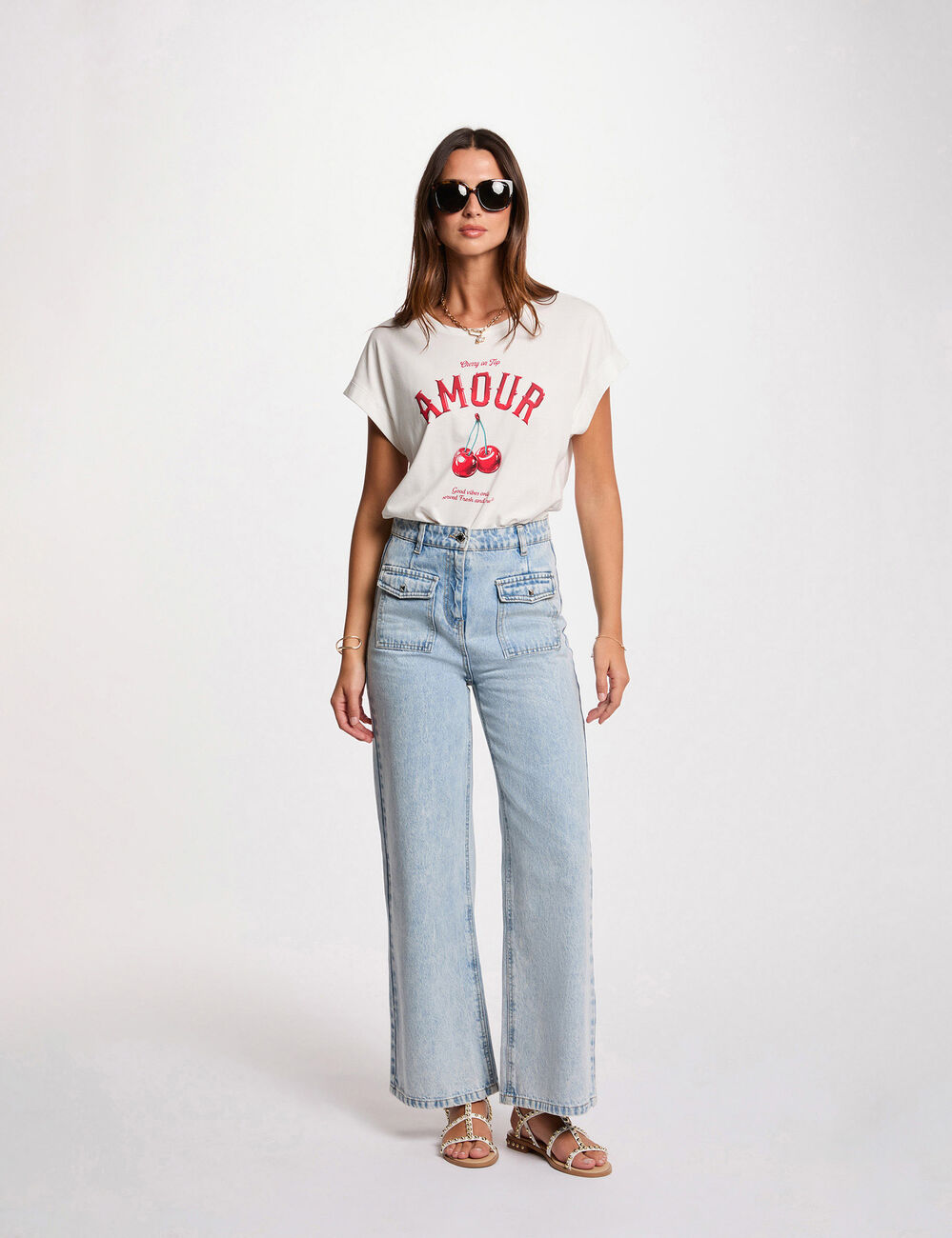 T-shirt mit Aufschrift weiss damen
