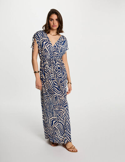 Robe longue droite imprimée multicolore femme