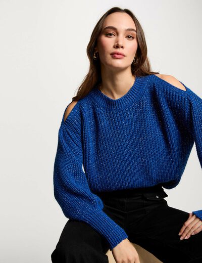 Pullover mit langen Ärmeln blau damen