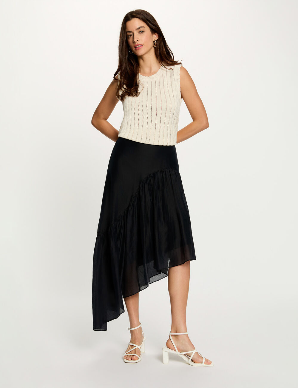 Top sans manches c&ocirc;tel&eacute; creme femme