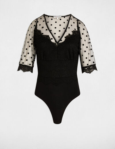 Body manches courtes noir femme