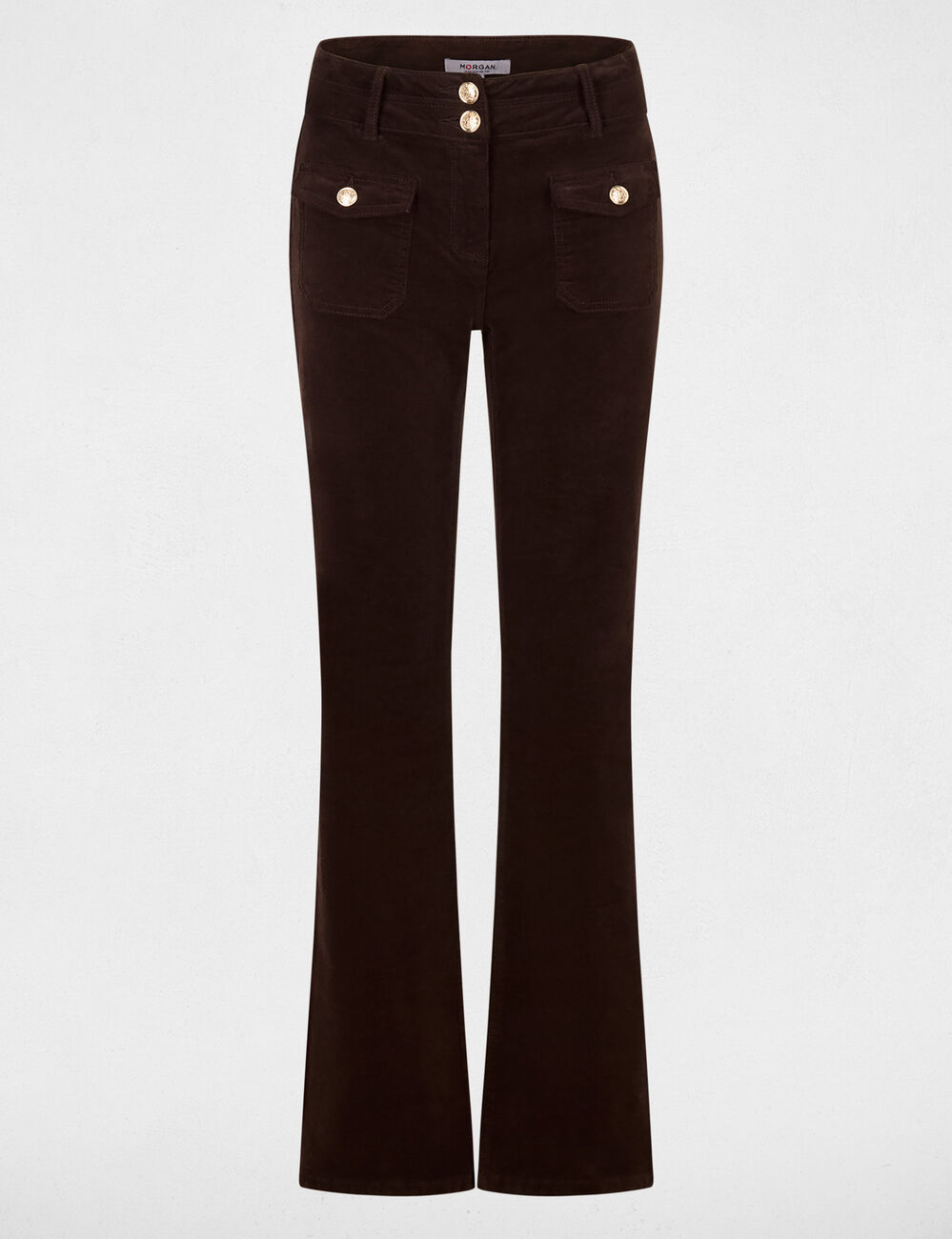 Figurbetonte Samthose dunkelbraun damen