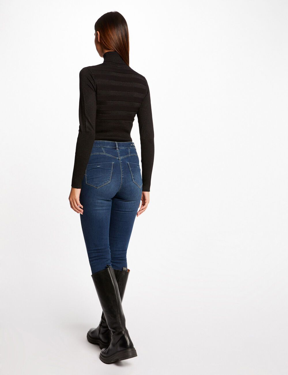 Lang&auml;rmeliger Rollkragenpullover schwarz damen