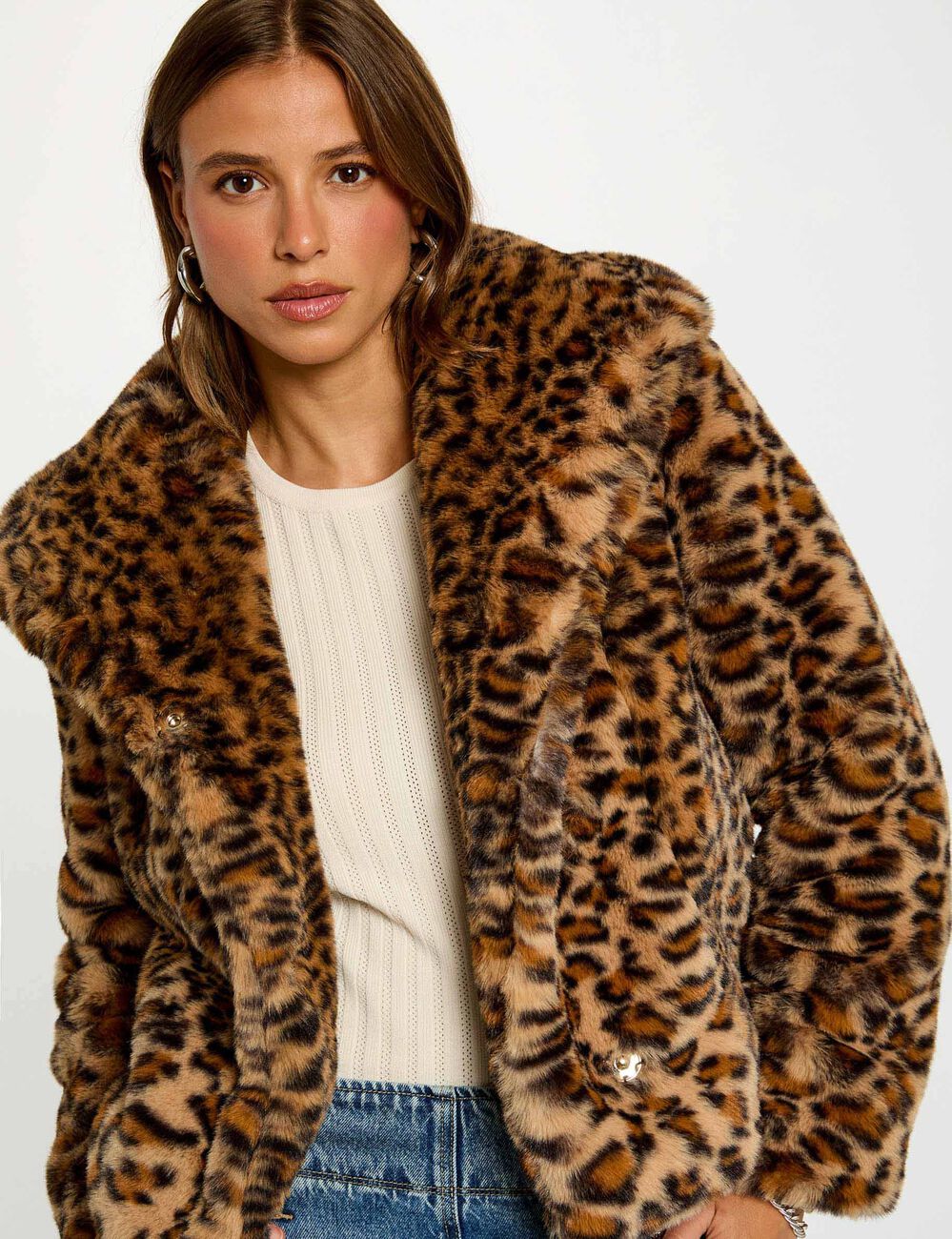 Mantel aus Kunstfell mehrfarbig damen