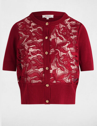 Gilet manches courtes rouge foncé femme
