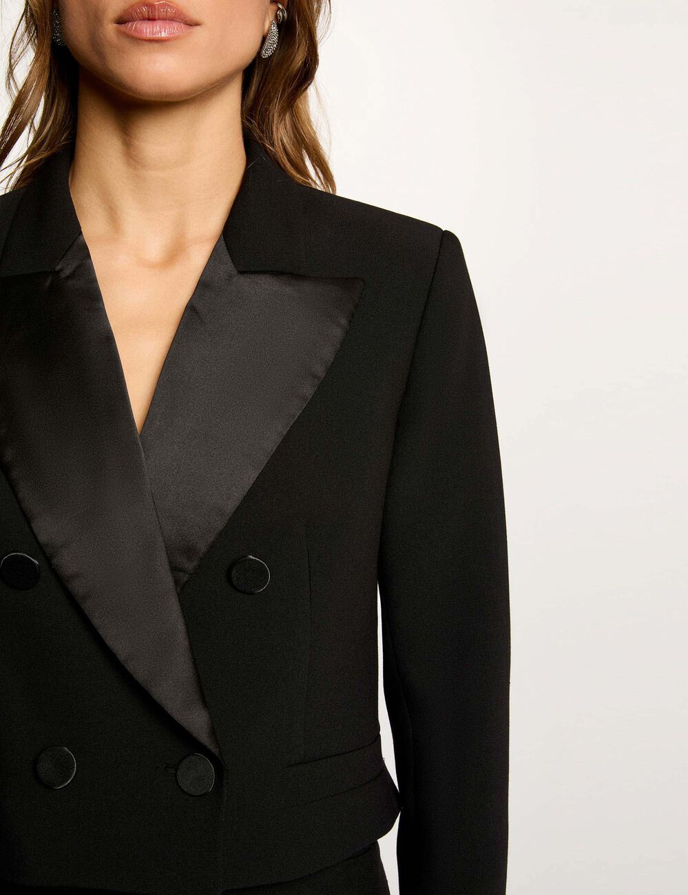 Kurz geschnittene Wickeljacke schwarz damen