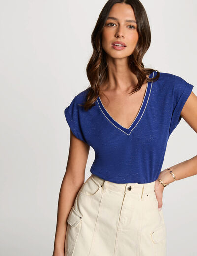 T-shirt manches courtes bleu electrique femme