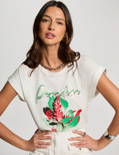 T-shirt mit Aufdruck weiss damen