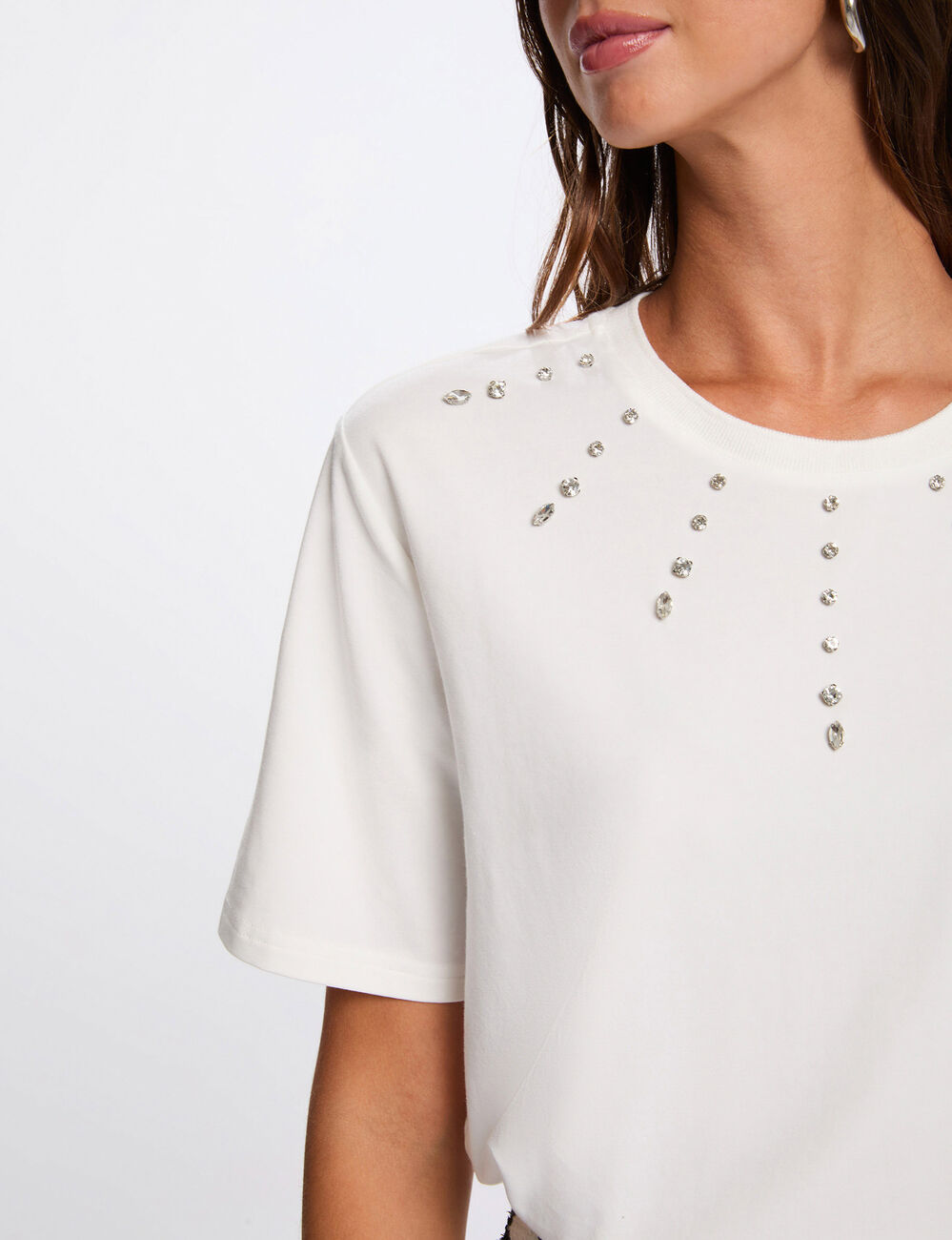 T-Shirt, gerade geschnitten, kurze &Auml;rmel weiss damen