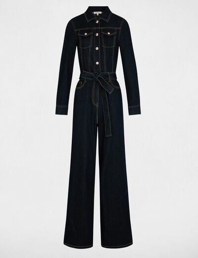 Weite Jeans-Overall rohes denim damen