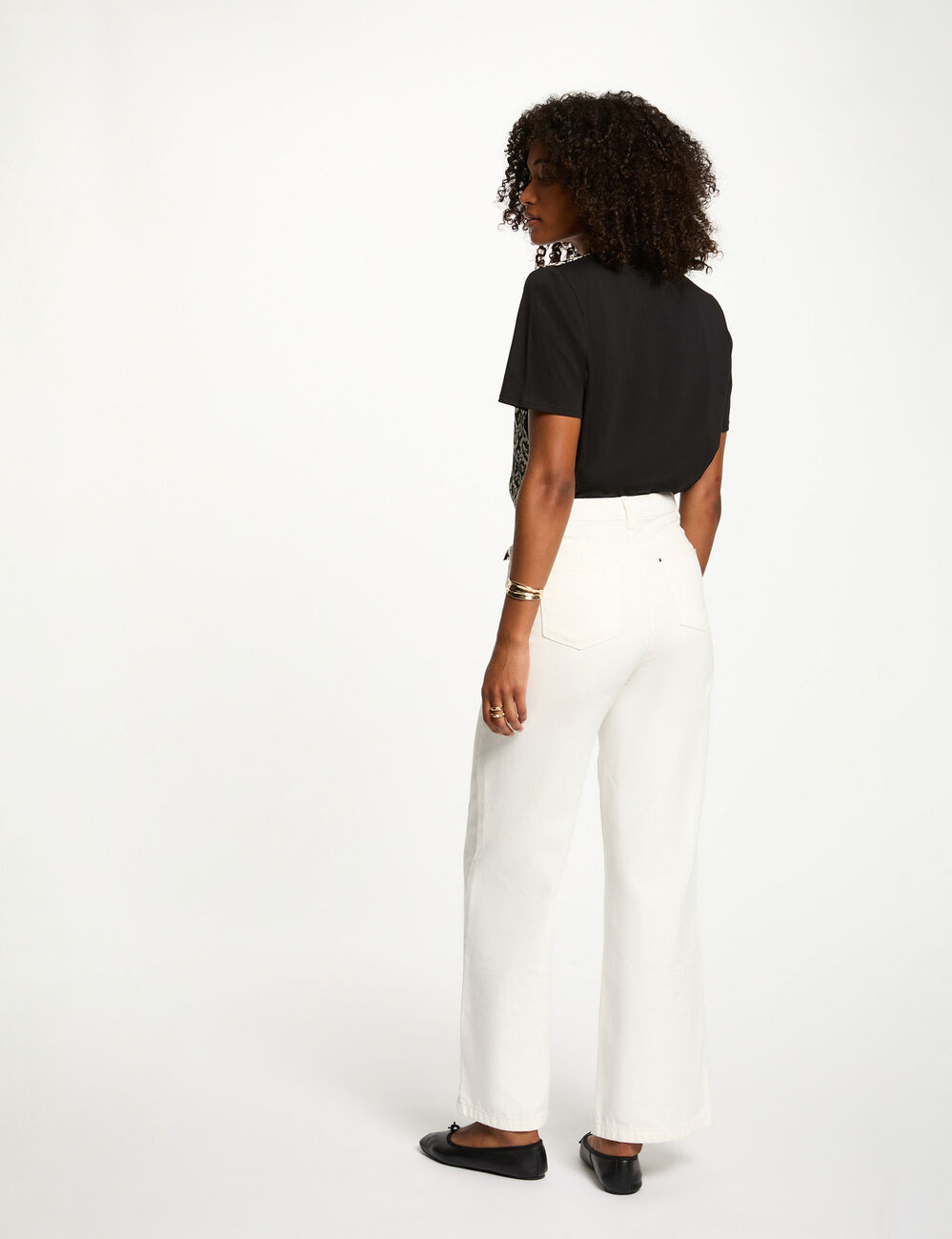 T-shirt cropped imprimé blanc femme