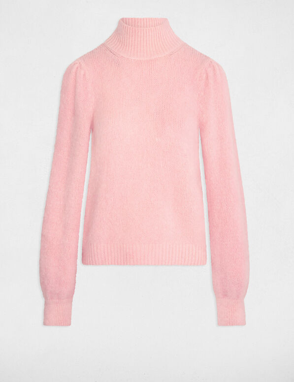 pull col montant rose femme Pull col montant rose femme
