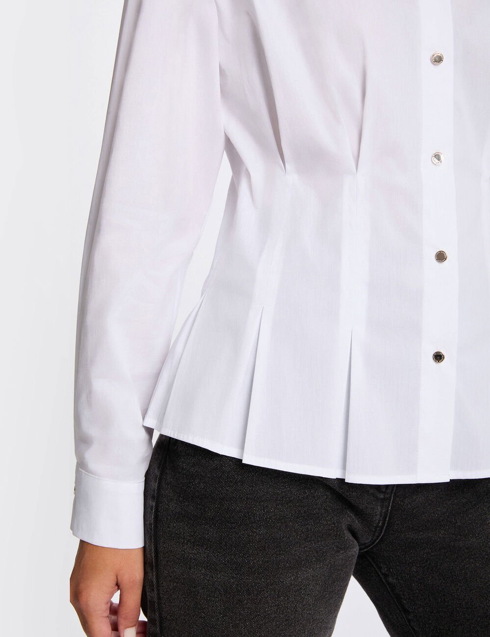 Chemise cintr&eacute;e col &agrave; revers blanc femme