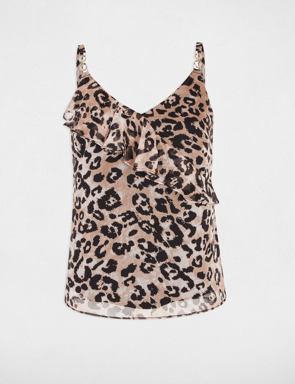Top mit schmalen Trägern und Print mehrfarbig damen