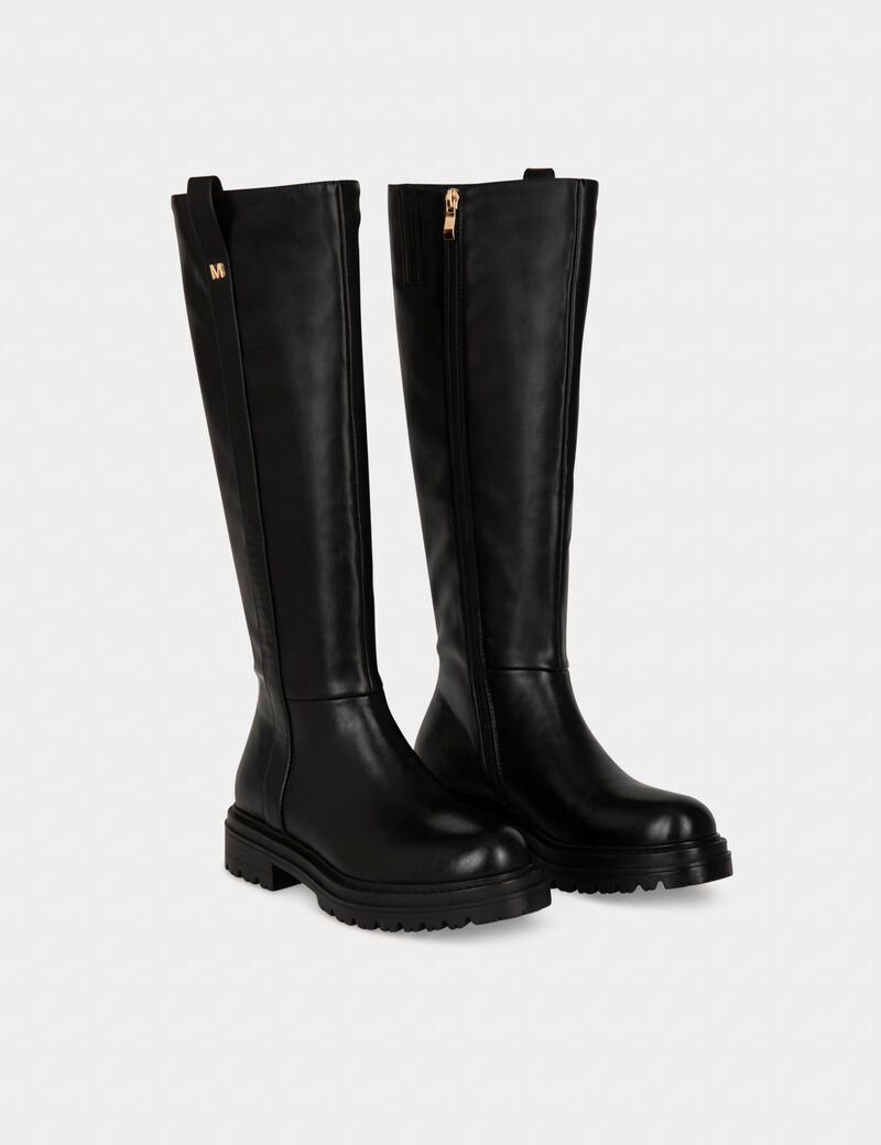 flache stiefel mit profilsohle schwarz damen Flache Stiefel mit Profilsohle schwarz damen
