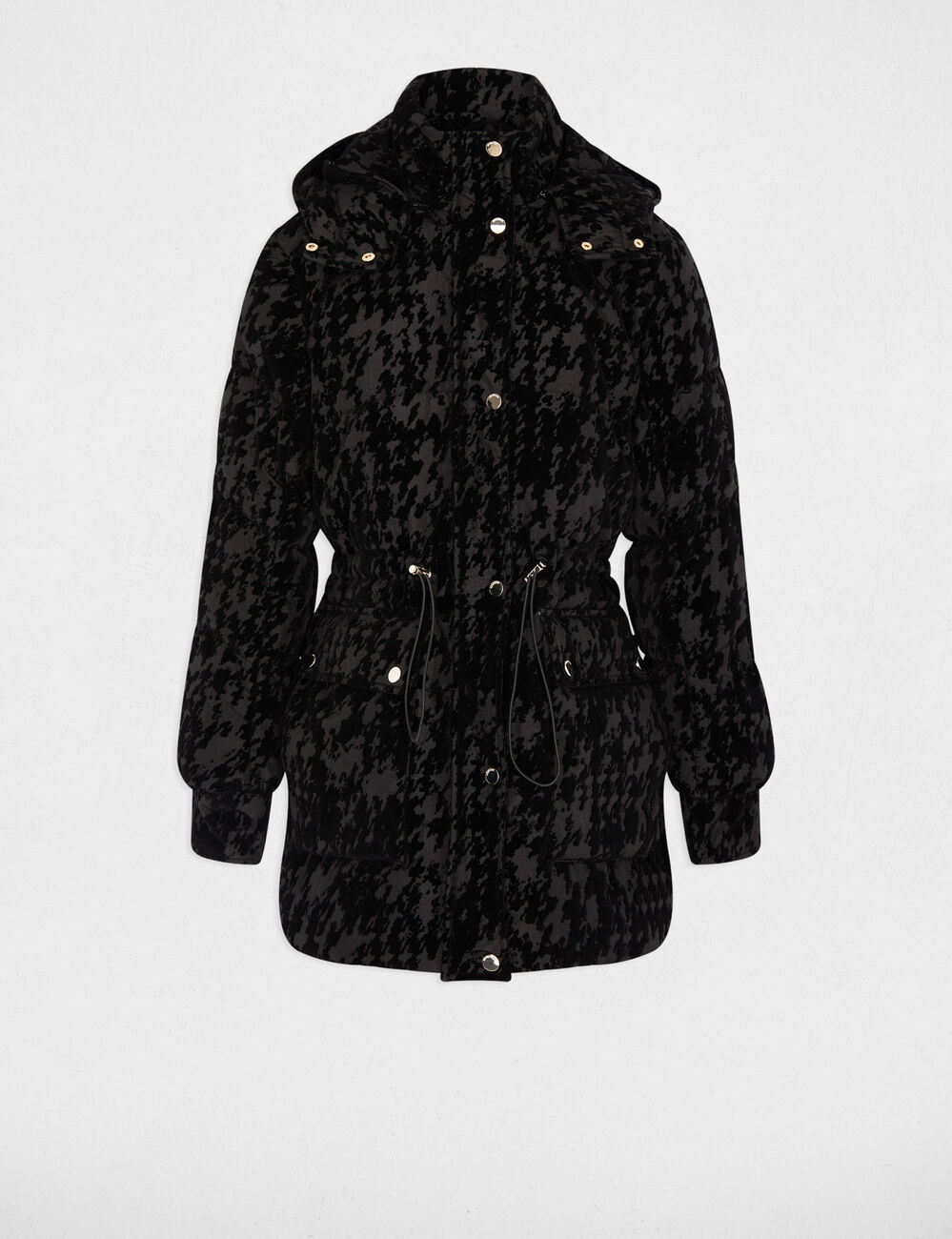Samt-Daunenjacke schwarz damen